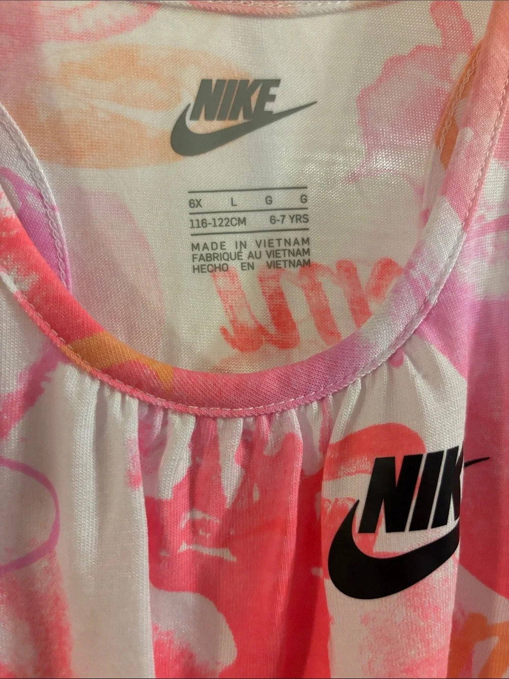 Two sets Nike Kids Tie-Knot Tank & Shorts  - Blue Splash & Pink Orange Ombre